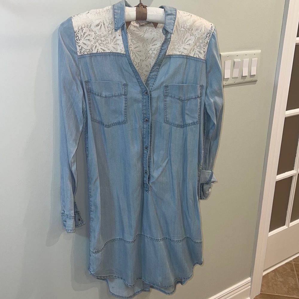 Denim and Lace TShirt Dress, Perfect for Spring and Summer
